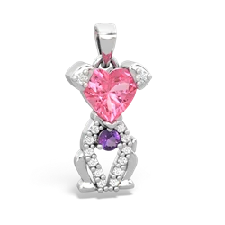 Lab Pink Sapphire Puppy Love 14K White Gold pendant P5800