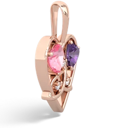 Lab Pink Sapphire Celtic Trinity Heart 14K Rose Gold pendant P5331