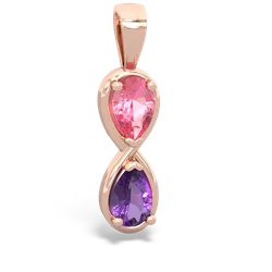 Lab Pink Sapphire Infinity 14K Rose Gold pendant P5050