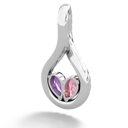 Lab Pink Sapphire Pave Twist 'One Heart' 14K White Gold pendant P5360