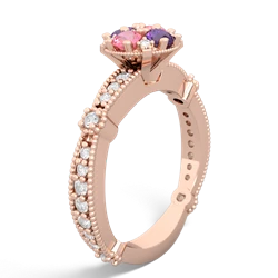 Lab Pink Sapphire Sparkling Tiara Cluster 14K Rose Gold ring R26293RD