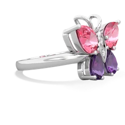 Lab Pink Sapphire Butterfly 14K White Gold ring R2215