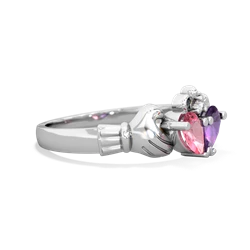 Lab Pink Sapphire 'Our Heart' Claddagh 14K White Gold ring R2388