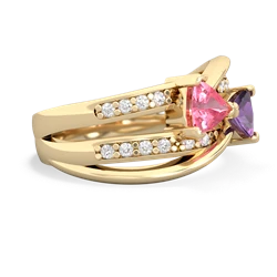 Lab Pink Sapphire Bowtie 14K Yellow Gold ring R2360