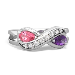 Lab Pink Sapphire Diamond Infinity 14K White Gold ring R5390