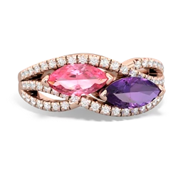 Lab Pink Sapphire Diamond Rivers 14K Rose Gold ring R3070