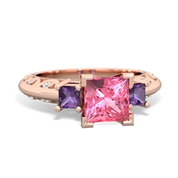 Lab Pink Sapphire Eternal Embrace Engagement 14K Rose Gold ring C2001