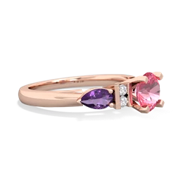 Lab Pink Sapphire 6Mm Round Eternal Embrace Engagement 14K Rose Gold ring R2005