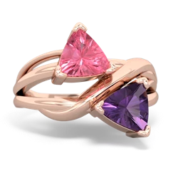 Lab Pink Sapphire Split Band Swirl 14K Rose Gold ring R2341