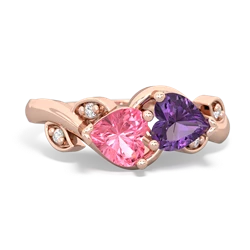 Lab Pink Sapphire Floral Elegance 14K Rose Gold ring R5790