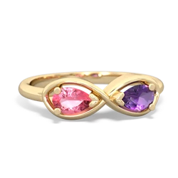 Lab Pink Sapphire Infinity 14K Yellow Gold ring R5050