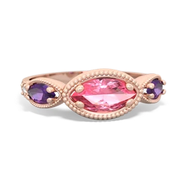 Lab Pink Sapphire Milgrain Marquise 14K Rose Gold ring R5700