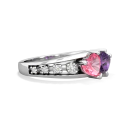 Lab Pink Sapphire Heart To Heart 14K White Gold ring R3342