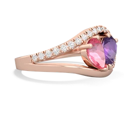 Lab Pink Sapphire Nestled Heart Keepsake 14K Rose Gold ring R5650