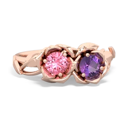 Lab Pink Sapphire Rose Garden 14K Rose Gold ring R5510