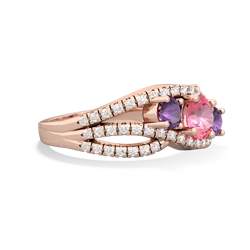 Lab Pink Sapphire Three Stone Aurora 14K Rose Gold ring R3080