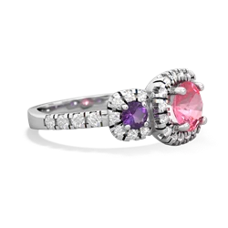 Lab Pink Sapphire Regal Halo 14K White Gold ring R5350