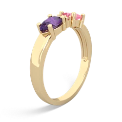 Lab Pink Sapphire Pear Bowtie 14K Yellow Gold ring R0865