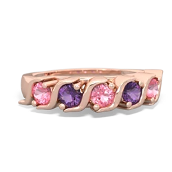 Lab Pink Sapphire Anniversary Band 14K Rose Gold ring R2089