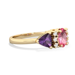 Lab Pink Sapphire Antique Style Three Stone 14K Yellow Gold ring R2186