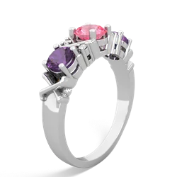 Lab Pink Sapphire Hugs And Kisses 14K White Gold ring R5016