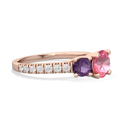 Lab Pink Sapphire Pave Trellis 14K Rose Gold ring R5500