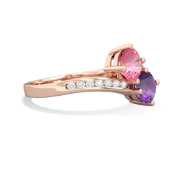 Lab Pink Sapphire Channel Set Two Stone 14K Rose Gold ring R5303