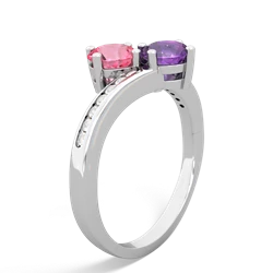 Lab Pink Sapphire Channel Set Two Stone 14K White Gold ring R5303