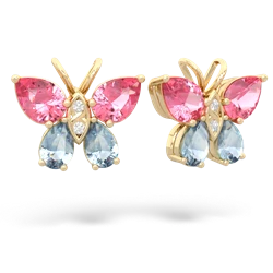Lab Pink Sapphire Butterfly 14K Yellow Gold earrings E2215