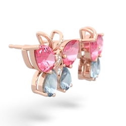 Lab Pink Sapphire Butterfly 14K Rose Gold earrings E2215