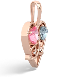 Lab Pink Sapphire Celtic Trinity Heart 14K Rose Gold pendant P5331