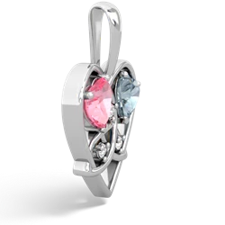 Lab Pink Sapphire Celtic Trinity Heart 14K White Gold pendant P5331