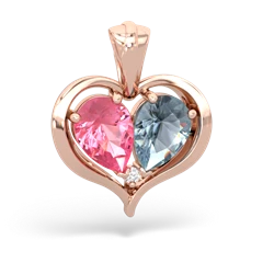 Lab Pink Sapphire Two Become One 14K Rose Gold pendant P5330