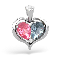 Lab Pink Sapphire Two Become One 14K White Gold pendant P5330