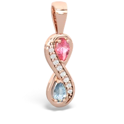 Lab Pink Sapphire Diamond Infinity 14K Rose Gold pendant P5390