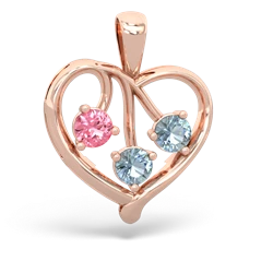 Lab Pink Sapphire Glowing Heart 14K Rose Gold pendant P2233