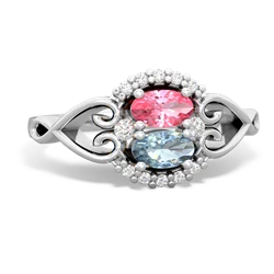 Lab Pink Sapphire Love Nest 14K White Gold ring R5860