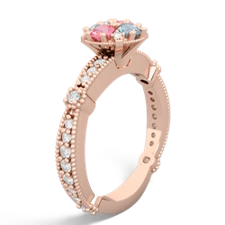 Lab Pink Sapphire Sparkling Tiara Cluster 14K Rose Gold ring R26293RD