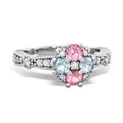 Lab Pink Sapphire Sparkling Tiara Cluster 14K White Gold ring R26293RD