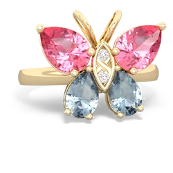 Lab Pink Sapphire Butterfly 14K Yellow Gold ring R2215