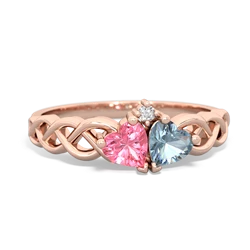 Lab Pink Sapphire Heart To Heart Braid 14K Rose Gold ring R5870