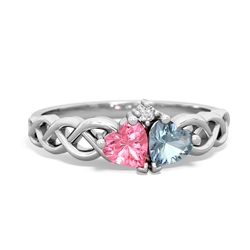 Lab Pink Sapphire Heart To Heart Braid 14K White Gold ring R5870