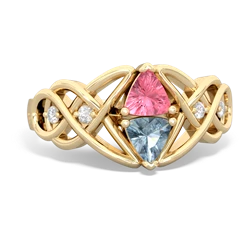 Lab Pink Sapphire Keepsake Celtic Knot 14K Yellow Gold ring R5300