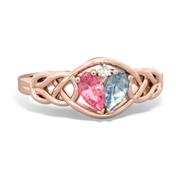 Lab Pink Sapphire Celtic Love Knot 14K Rose Gold ring R5420