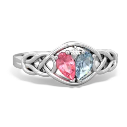 Lab Pink Sapphire Celtic Love Knot 14K White Gold ring R5420