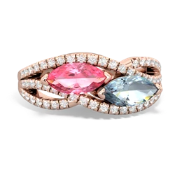 Lab Pink Sapphire Diamond Rivers 14K Rose Gold ring R3070