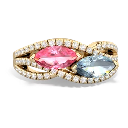 Lab Pink Sapphire Diamond Rivers 14K Yellow Gold ring R3070