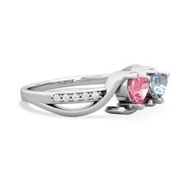 Lab Pink Sapphire Side By Side 14K White Gold ring R3090