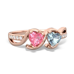 Lab Pink Sapphire Side By Side 14K Rose Gold ring R3090