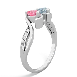 Lab Pink Sapphire Side By Side 14K White Gold ring R3090